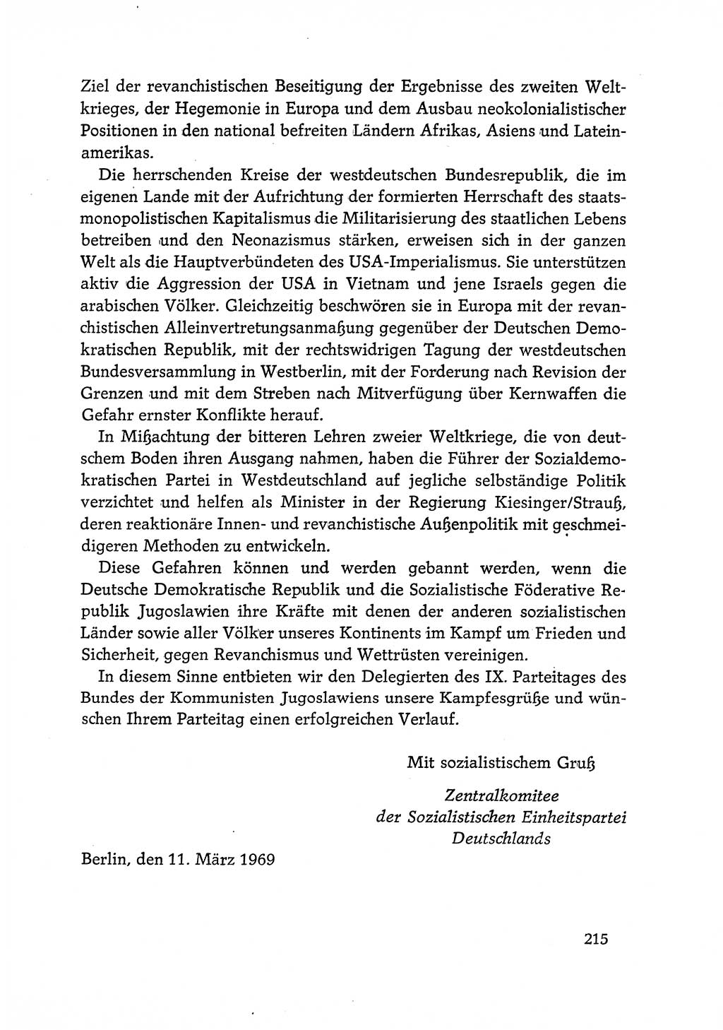 Dokumente der Sozialistischen Einheitspartei Deutschlands (SED) [Deutsche Demokratische Republik (DDR)] 1968-1969, Seite 215 (Dok. SED DDR 1968-1969, S. 215)