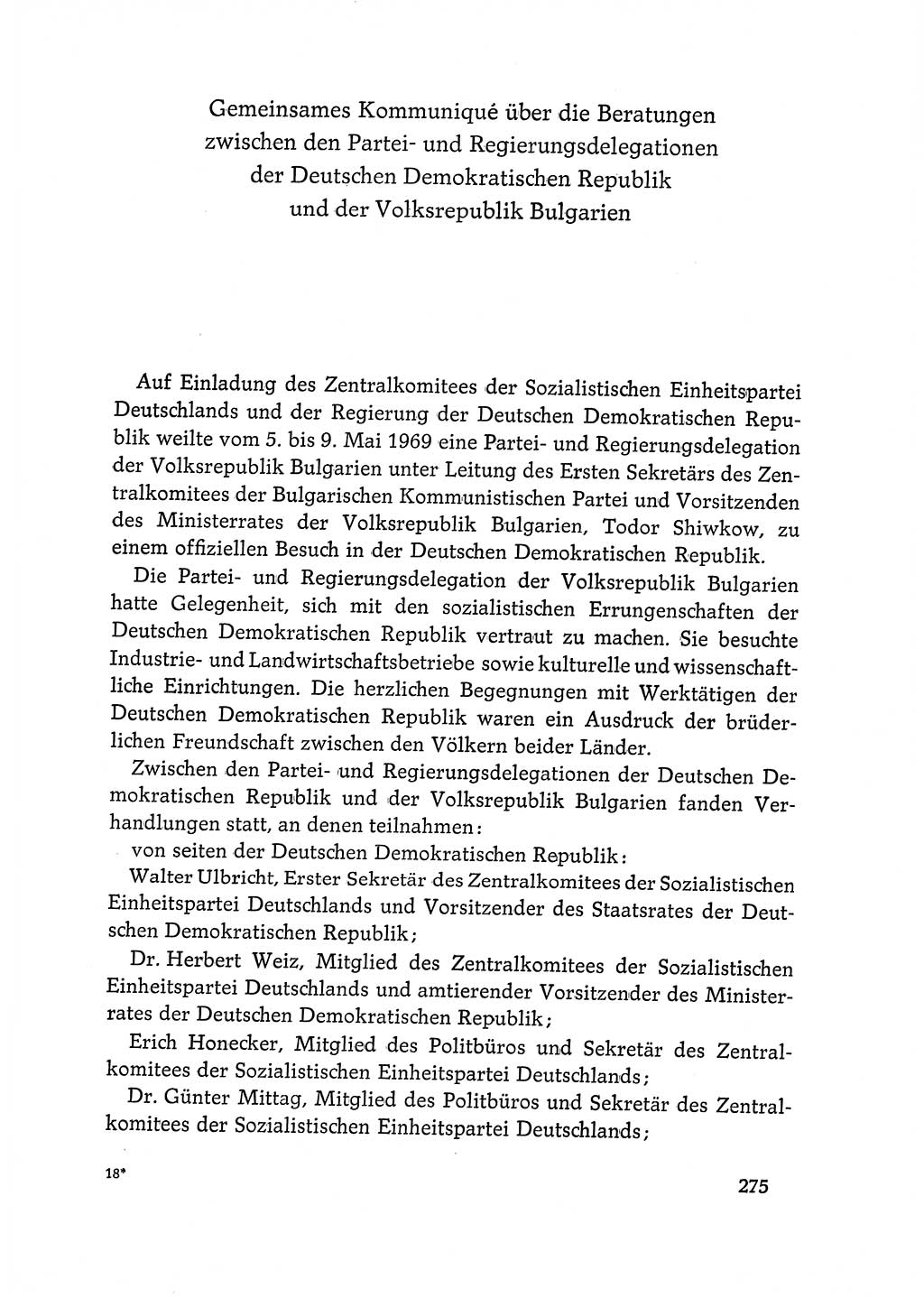 Dokumente der Sozialistischen Einheitspartei Deutschlands (SED) [Deutsche Demokratische Republik (DDR)] 1968-1969, Seite 275 (Dok. SED DDR 1968-1969, S. 275)