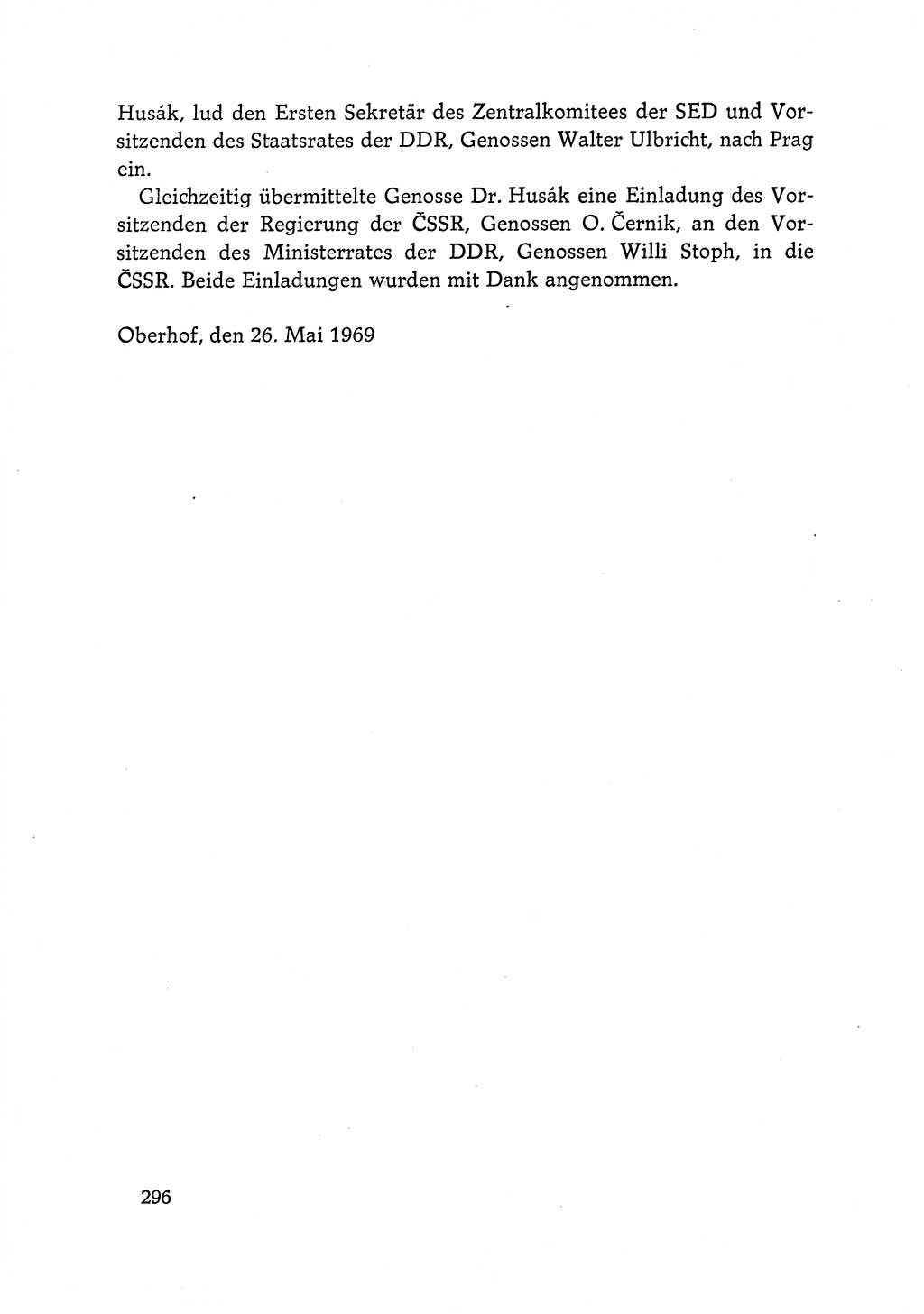 Dokumente der Sozialistischen Einheitspartei Deutschlands (SED) [Deutsche Demokratische Republik (DDR)] 1968-1969, Seite 296 (Dok. SED DDR 1968-1969, S. 296)