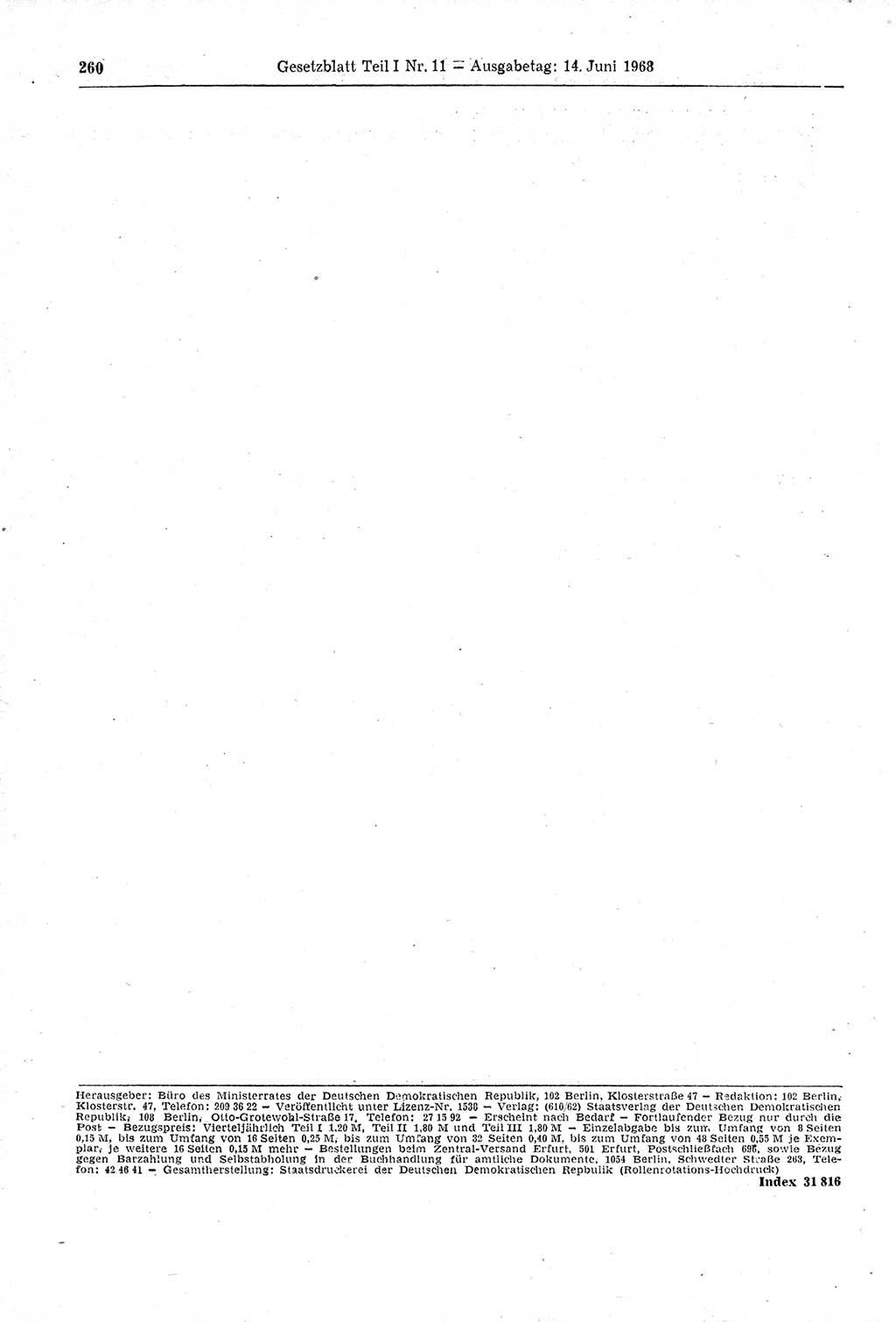 Gesetzblatt (GBl.) der Deutschen Demokratischen Republik (DDR) Teil Ⅰ 1968, Seite 260 (GBl. DDR Ⅰ 1968, S. 260)
