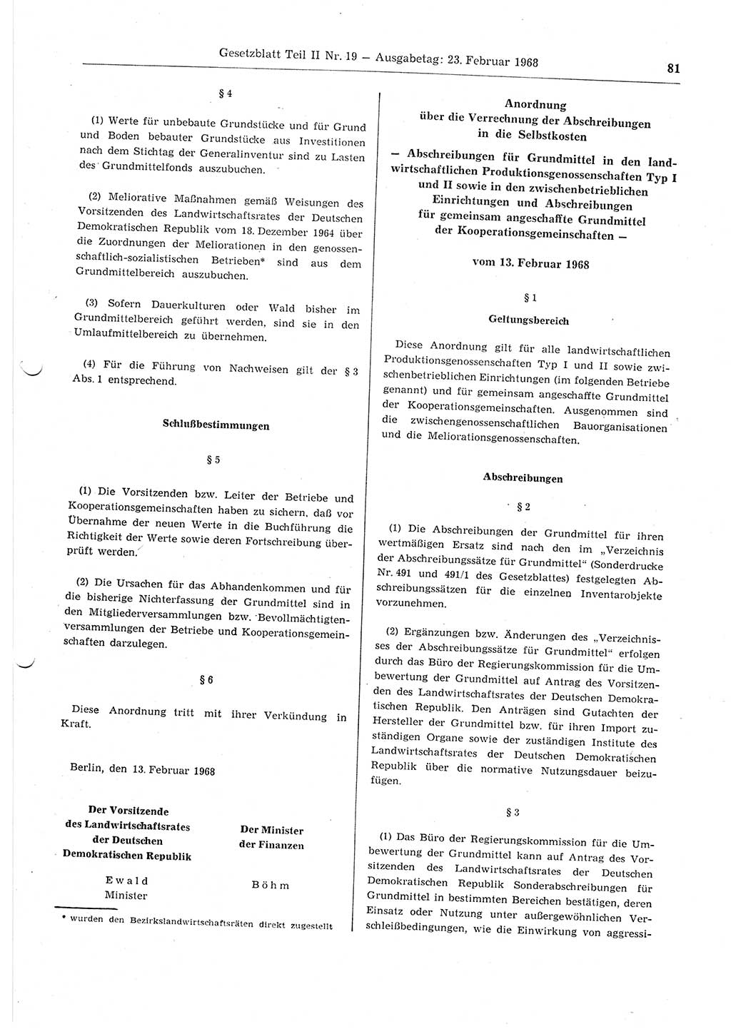 Gesetzblatt (GBl.) der Deutschen Demokratischen Republik (DDR) Teil ⅠⅠ 1968, Seite 81 (GBl. DDR ⅠⅠ 1968, S. 81)