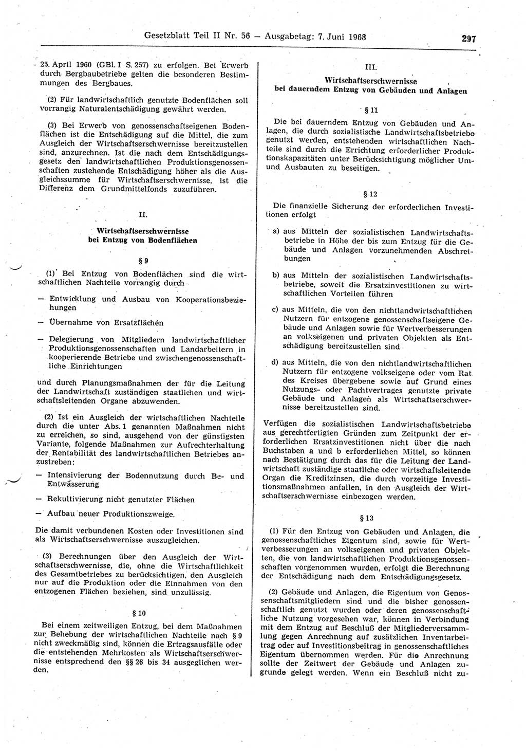 Gesetzblatt (GBl.) der Deutschen Demokratischen Republik (DDR) Teil ⅠⅠ 1968, Seite 297 (GBl. DDR ⅠⅠ 1968, S. 297)