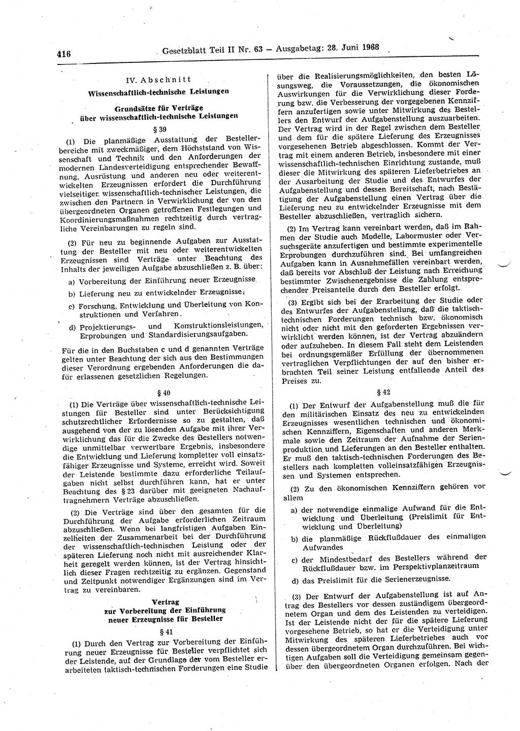 Gesetzblatt (GBl.) der Deutschen Demokratischen Republik (DDR) Teil ⅠⅠ 1968, Seite 416 (GBl. DDR ⅠⅠ 1968, S. 416)