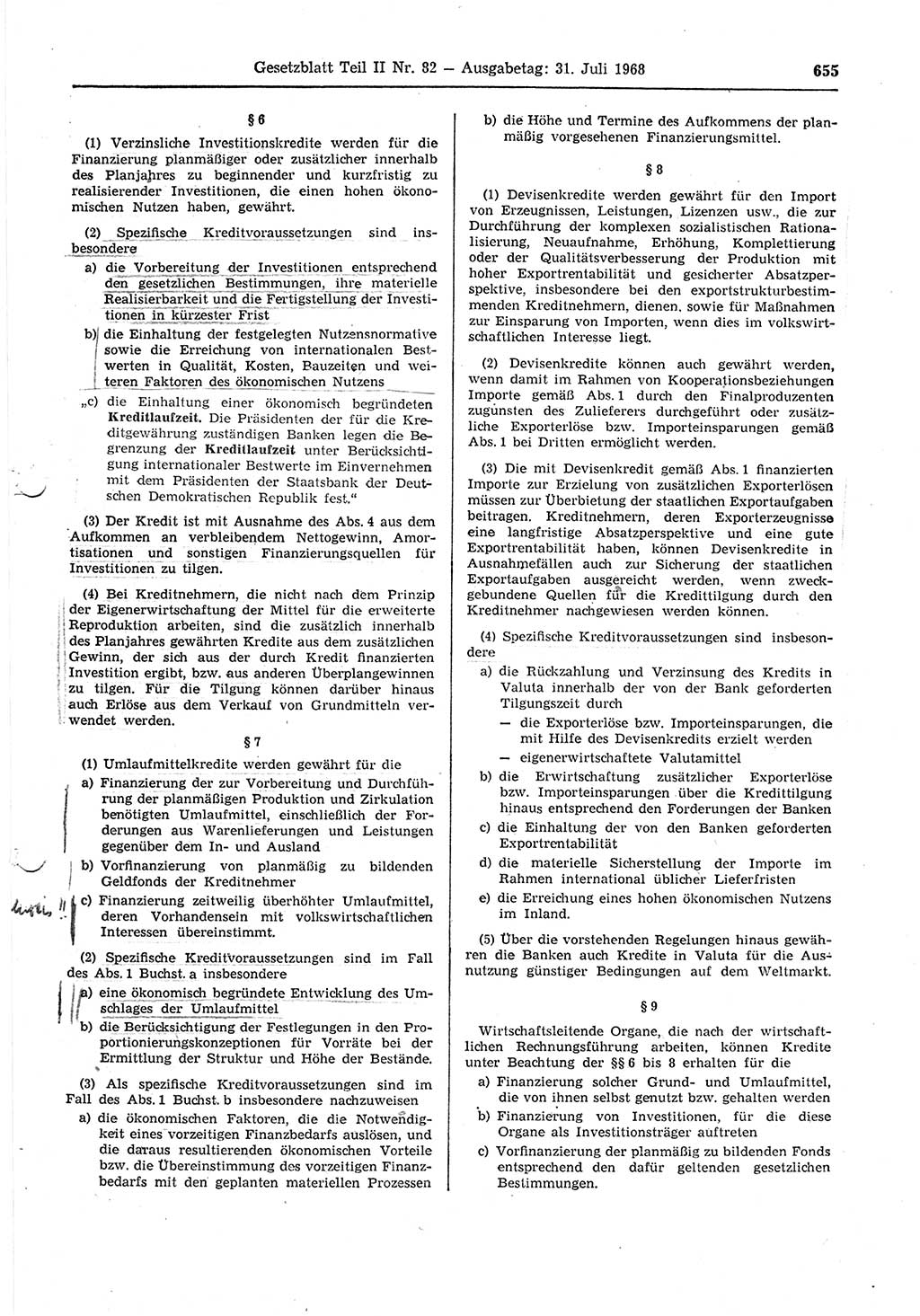 Gesetzblatt (GBl.) der Deutschen Demokratischen Republik (DDR) Teil ⅠⅠ 1968, Seite 655 (GBl. DDR ⅠⅠ 1968, S. 655)