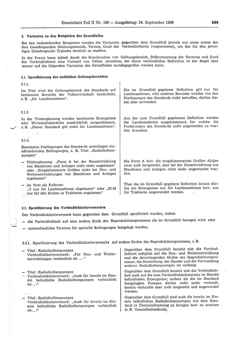 Gesetzblatt (GBl.) der Deutschen Demokratischen Republik (DDR) Teil ⅠⅠ 1968, Seite 809 (GBl. DDR ⅠⅠ 1968, S. 809)