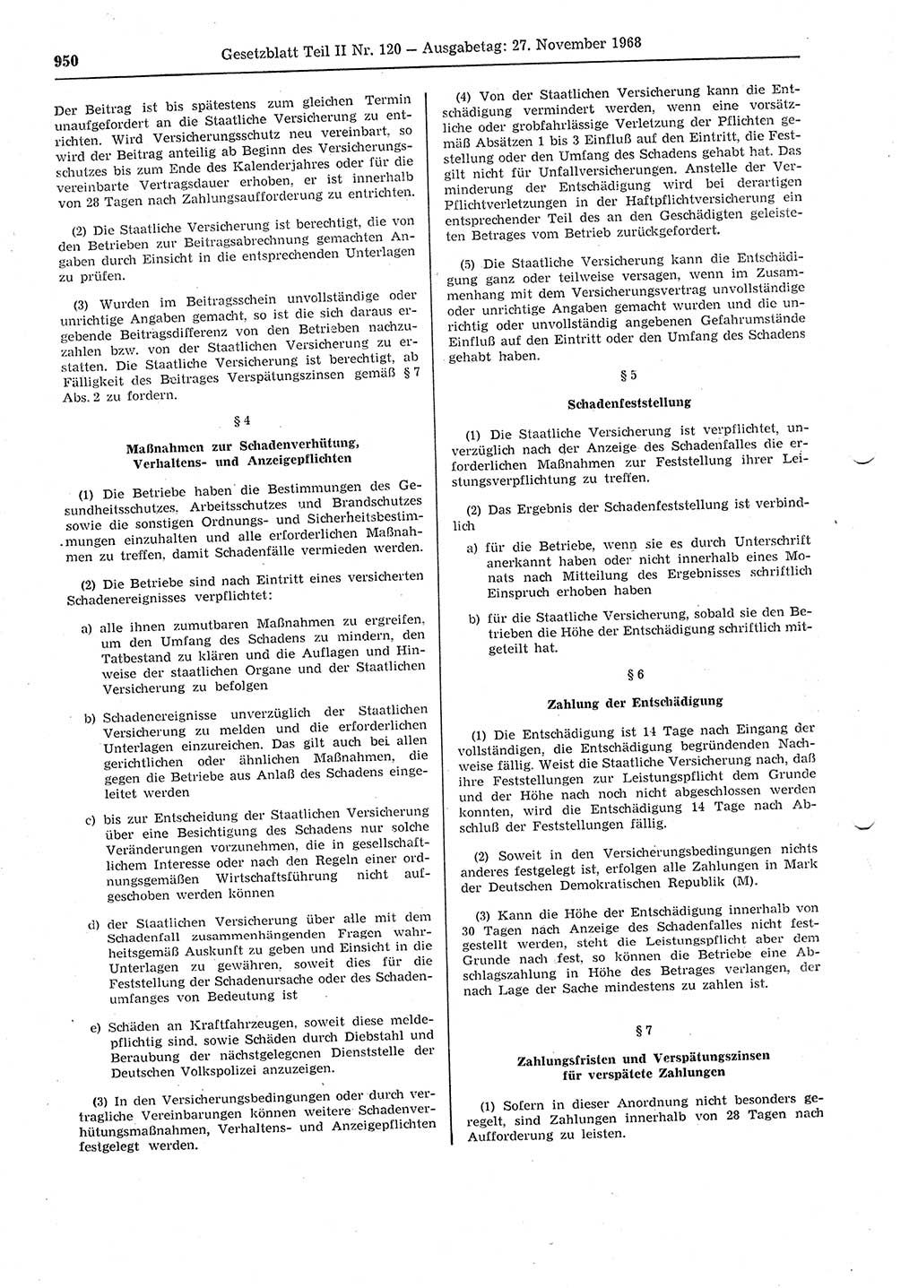 Gesetzblatt (GBl.) der Deutschen Demokratischen Republik (DDR) Teil ⅠⅠ 1968, Seite 950 (GBl. DDR ⅠⅠ 1968, S. 950)