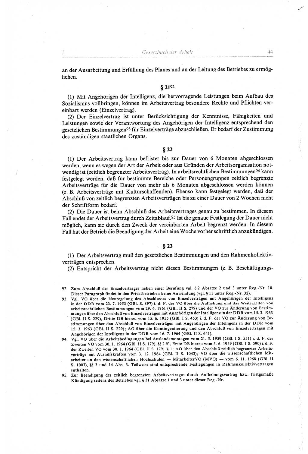 Gesetzbuch der Arbeit (GBA) und andere ausgewählte rechtliche Bestimmungen [Deutsche Demokratische Republik (DDR)] 1968, Seite 44 (GBA DDR 1968, S. 44)