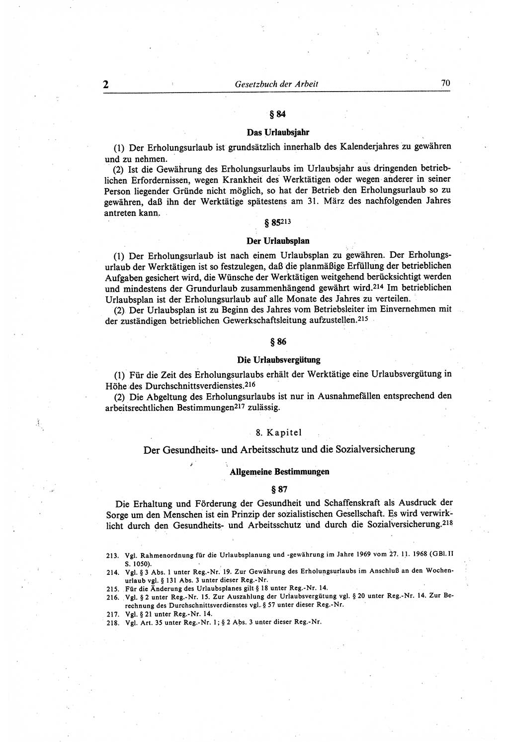 Gesetzbuch der Arbeit (GBA) und andere ausgewählte rechtliche Bestimmungen [Deutsche Demokratische Republik (DDR)] 1968, Seite 70 (GBA DDR 1968, S. 70)