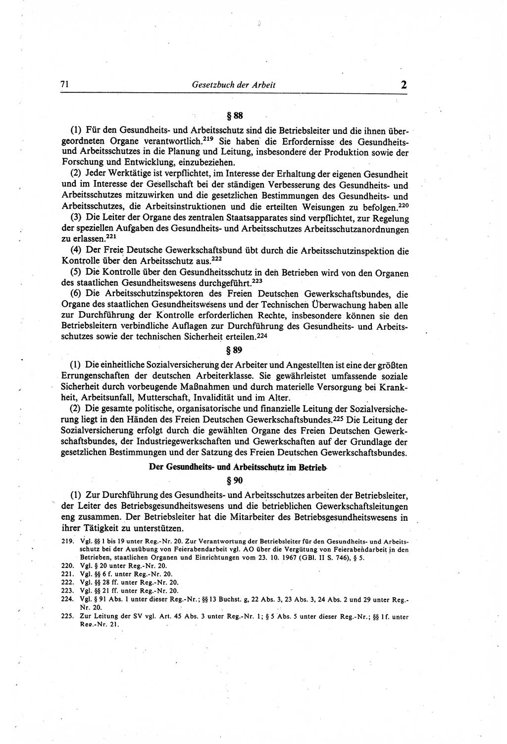 Gesetzbuch der Arbeit (GBA) und andere ausgewählte rechtliche Bestimmungen [Deutsche Demokratische Republik (DDR)] 1968, Seite 71 (GBA DDR 1968, S. 71)