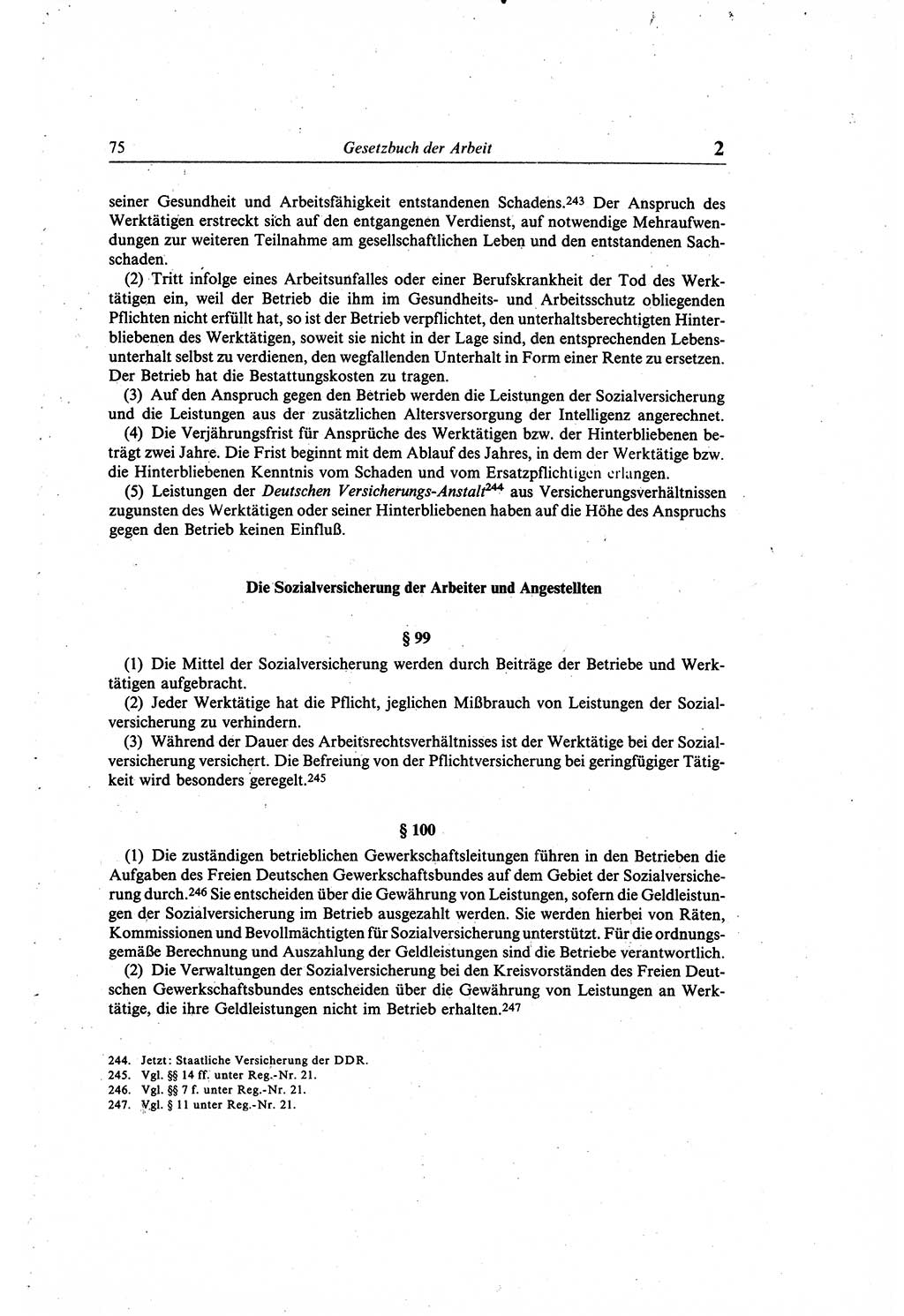 Gesetzbuch der Arbeit (GBA) und andere ausgewählte rechtliche Bestimmungen [Deutsche Demokratische Republik (DDR)] 1968, Seite 75 (GBA DDR 1968, S. 75)