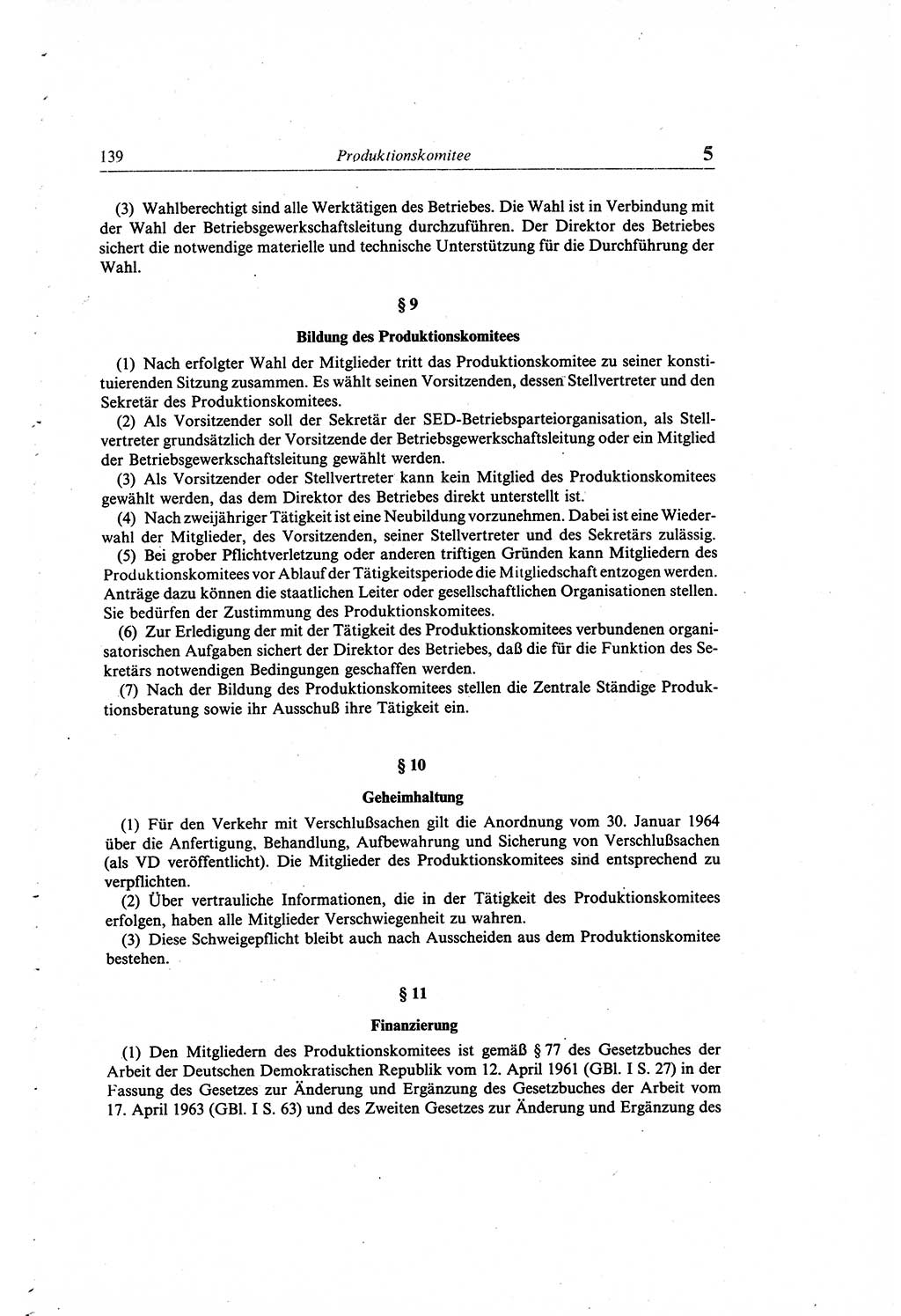 Gesetzbuch der Arbeit (GBA) und andere ausgewählte rechtliche Bestimmungen [Deutsche Demokratische Republik (DDR)] 1968, Seite 139 (GBA DDR 1968, S. 139)