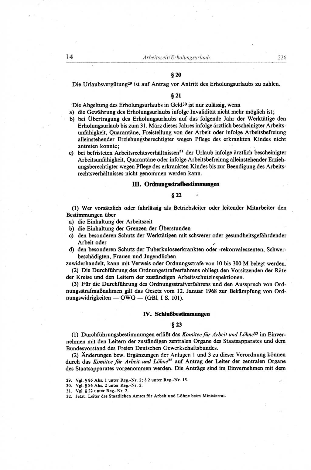 Gesetzbuch der Arbeit (GBA) und andere ausgewählte rechtliche Bestimmungen [Deutsche Demokratische Republik (DDR)] 1968, Seite 226 (GBA DDR 1968, S. 226)