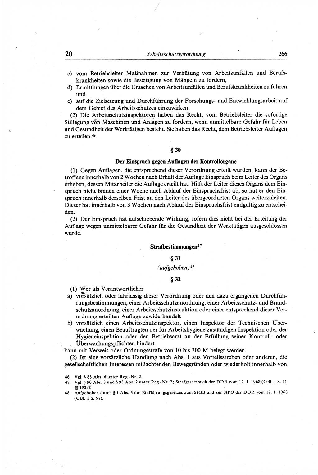 Gesetzbuch der Arbeit (GBA) und andere ausgewählte rechtliche Bestimmungen [Deutsche Demokratische Republik (DDR)] 1968, Seite 266 (GBA DDR 1968, S. 266)