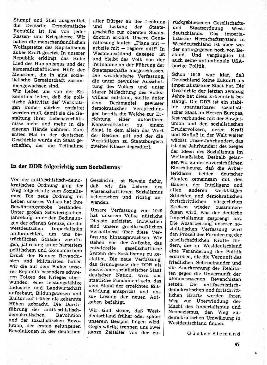 Neuer Weg (NW), Organ des Zentralkomitees (ZK) der SED (Sozialistische Einheitspartei Deutschlands) für Fragen des Parteilebens, 23. Jahrgang [Deutsche Demokratische Republik (DDR)] 1968, Seite 47 (NW ZK SED DDR 1968, S. 47)