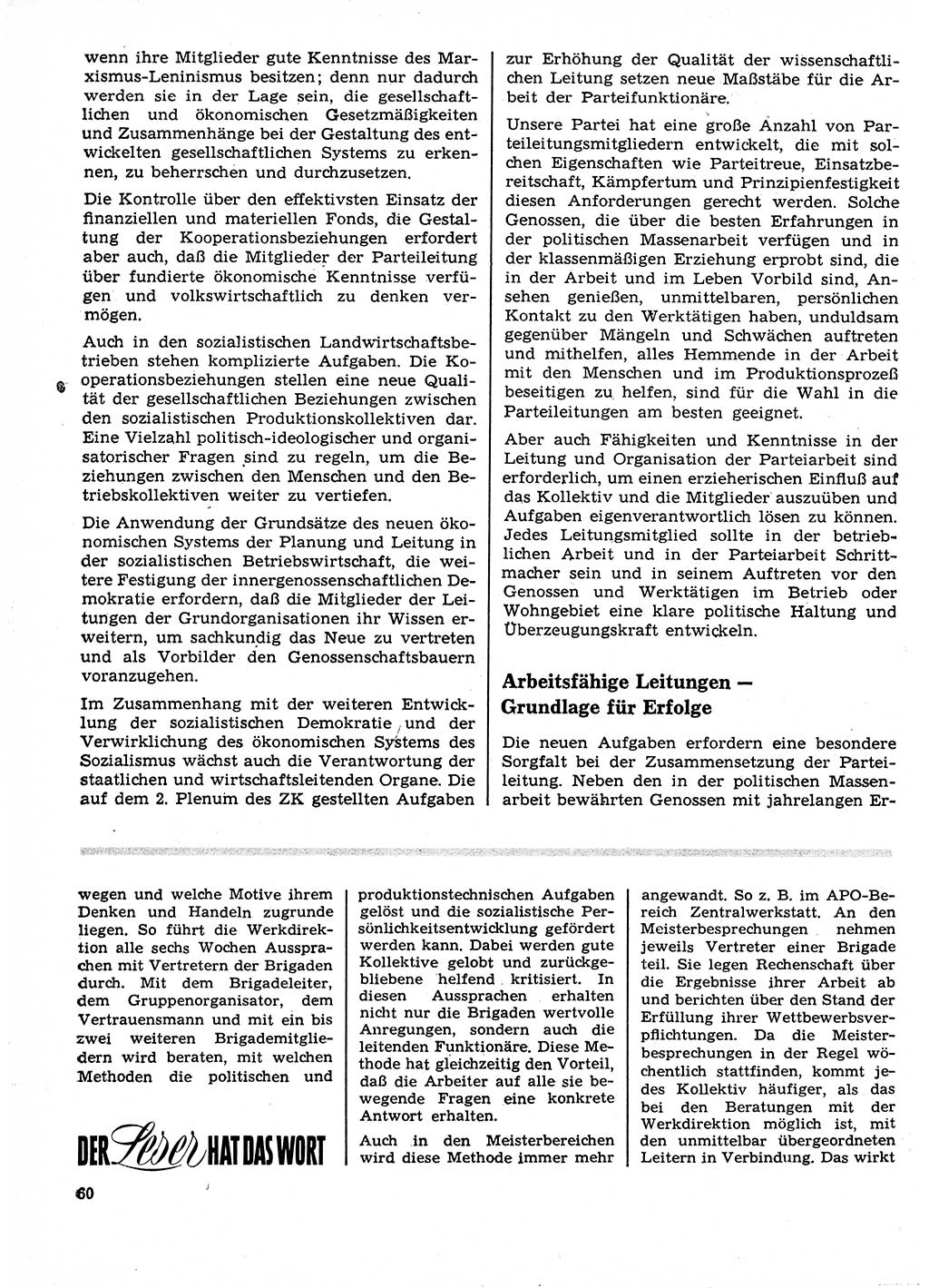 Neuer Weg (NW), Organ des Zentralkomitees (ZK) der SED (Sozialistische Einheitspartei Deutschlands) für Fragen des Parteilebens, 23. Jahrgang [Deutsche Demokratische Republik (DDR)] 1968, Seite 60 (NW ZK SED DDR 1968, S. 60)