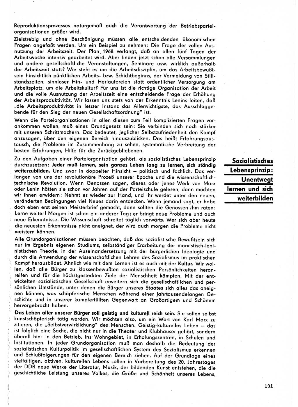Neuer Weg (NW), Organ des Zentralkomitees (ZK) der SED (Sozialistische Einheitspartei Deutschlands) für Fragen des Parteilebens, 23. Jahrgang [Deutsche Demokratische Republik (DDR)] 1968, Seite 101 (NW ZK SED DDR 1968, S. 101)