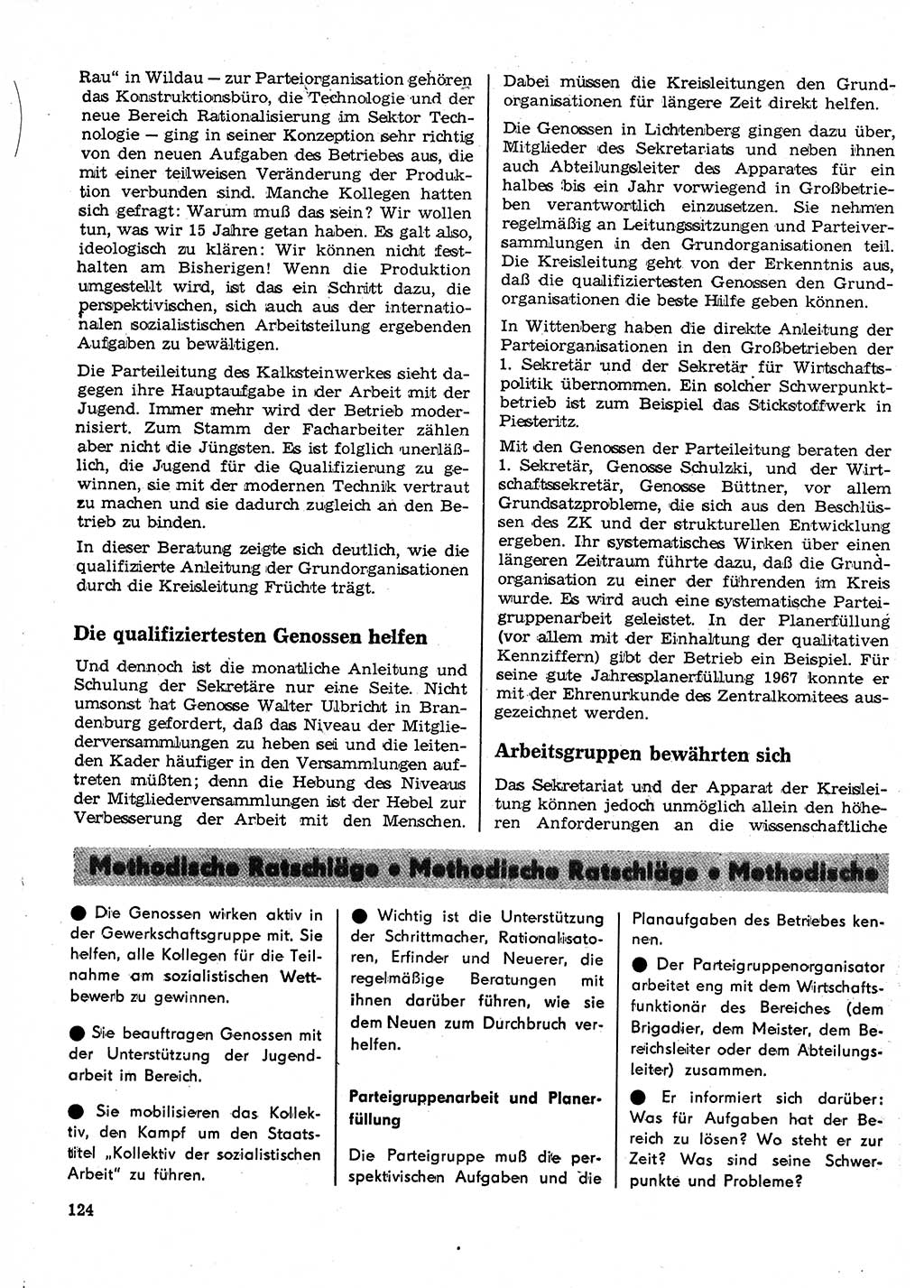 Neuer Weg (NW), Organ des Zentralkomitees (ZK) der SED (Sozialistische Einheitspartei Deutschlands) für Fragen des Parteilebens, 23. Jahrgang [Deutsche Demokratische Republik (DDR)] 1968, Seite 124 (NW ZK SED DDR 1968, S. 124)
