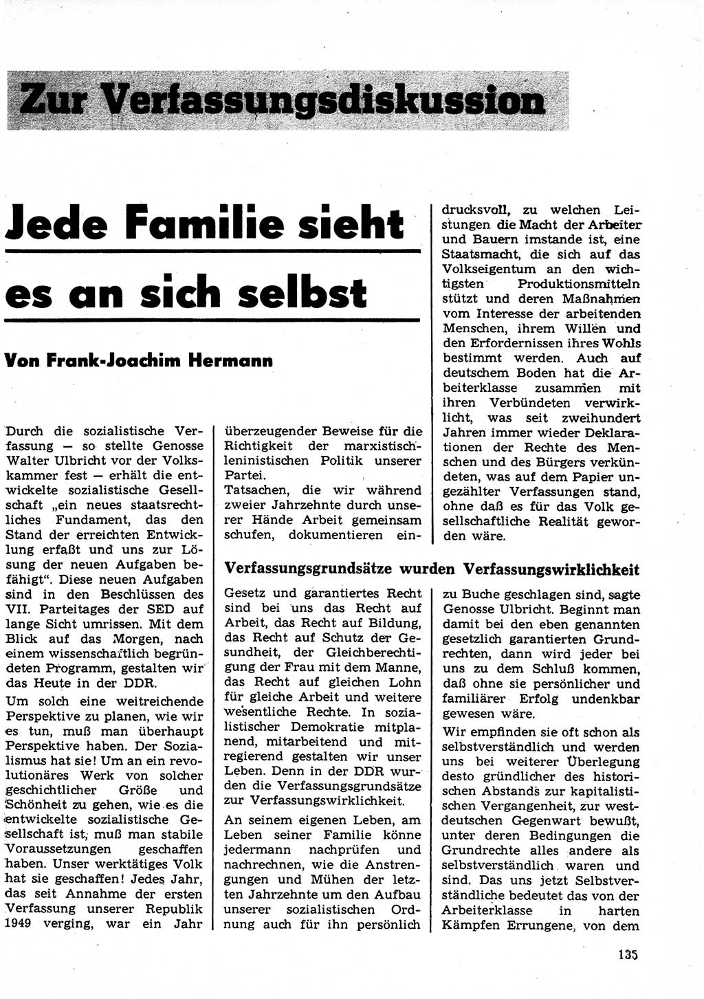 Neuer Weg (NW), Organ des Zentralkomitees (ZK) der SED (Sozialistische Einheitspartei Deutschlands) für Fragen des Parteilebens, 23. Jahrgang [Deutsche Demokratische Republik (DDR)] 1968, Seite 135 (NW ZK SED DDR 1968, S. 135)