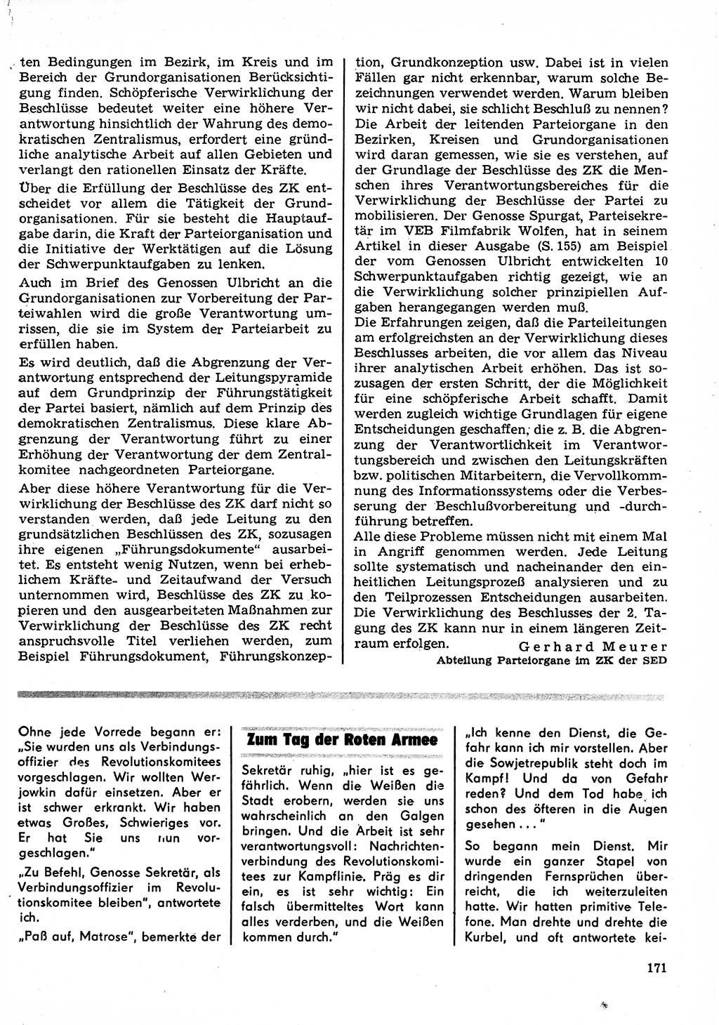 Neuer Weg (NW), Organ des Zentralkomitees (ZK) der SED (Sozialistische Einheitspartei Deutschlands) für Fragen des Parteilebens, 23. Jahrgang [Deutsche Demokratische Republik (DDR)] 1968, Seite 171 (NW ZK SED DDR 1968, S. 171)