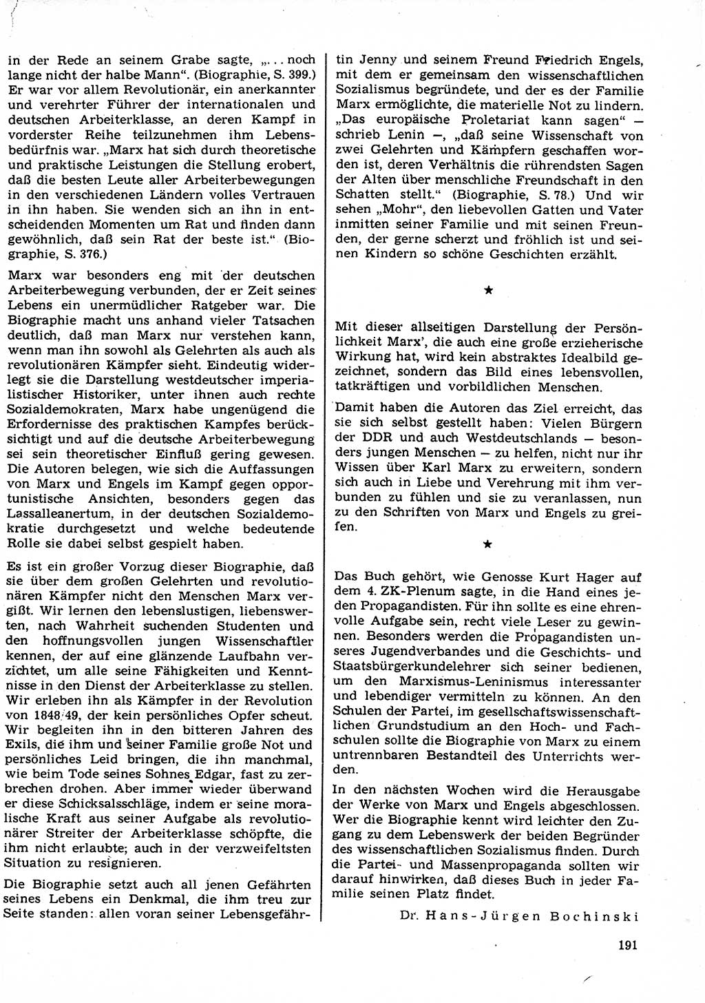 Neuer Weg (NW), Organ des Zentralkomitees (ZK) der SED (Sozialistische Einheitspartei Deutschlands) für Fragen des Parteilebens, 23. Jahrgang [Deutsche Demokratische Republik (DDR)] 1968, Seite 191 (NW ZK SED DDR 1968, S. 191)