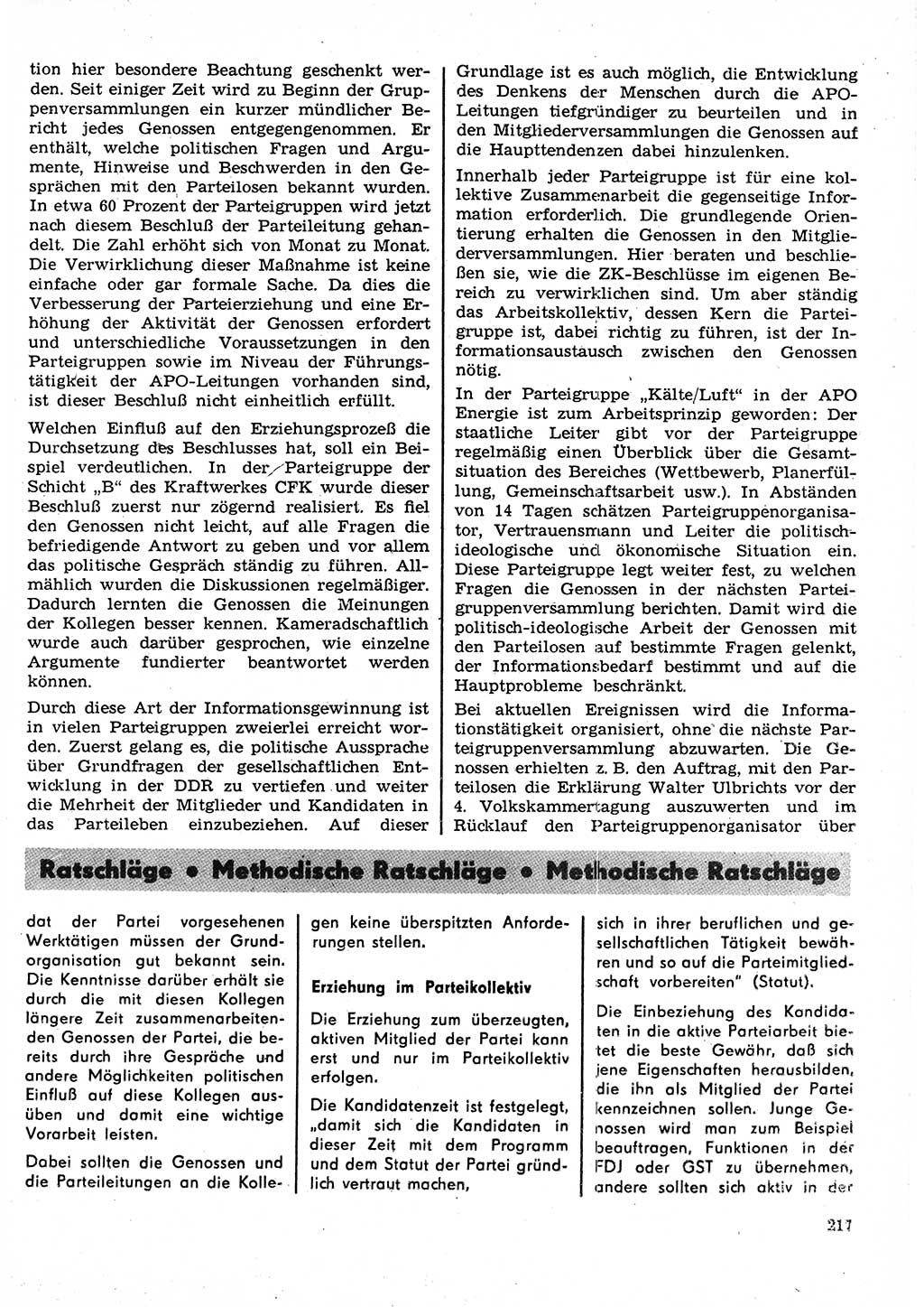 Neuer Weg (NW), Organ des Zentralkomitees (ZK) der SED (Sozialistische Einheitspartei Deutschlands) für Fragen des Parteilebens, 23. Jahrgang [Deutsche Demokratische Republik (DDR)] 1968, Seite 217 (NW ZK SED DDR 1968, S. 217)