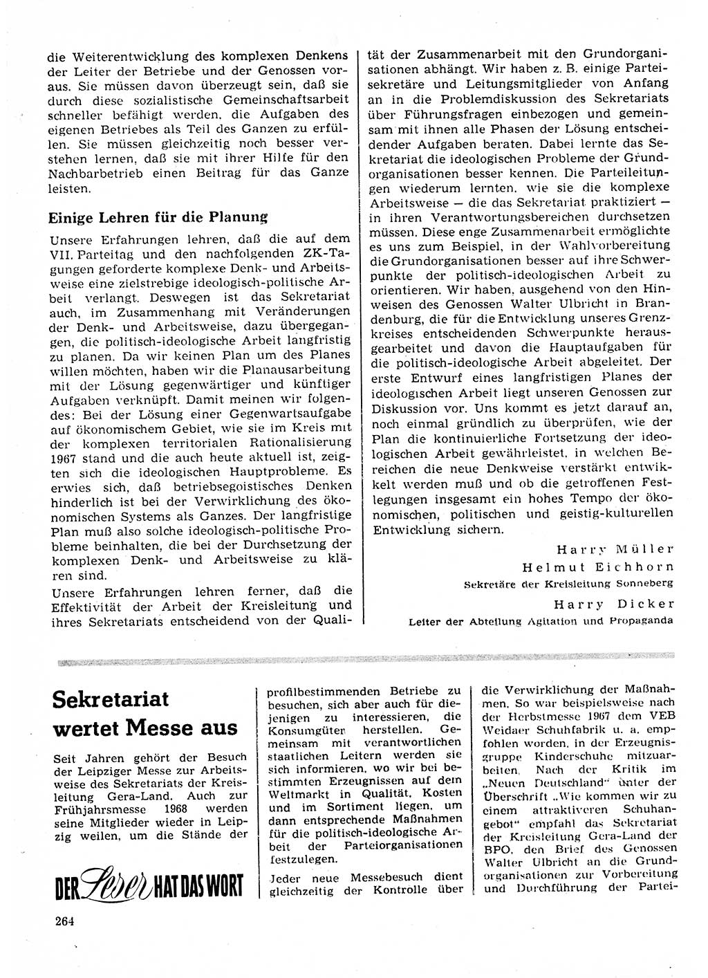 Neuer Weg (NW), Organ des Zentralkomitees (ZK) der SED (Sozialistische Einheitspartei Deutschlands) für Fragen des Parteilebens, 23. Jahrgang [Deutsche Demokratische Republik (DDR)] 1968, Seite 264 (NW ZK SED DDR 1968, S. 264)