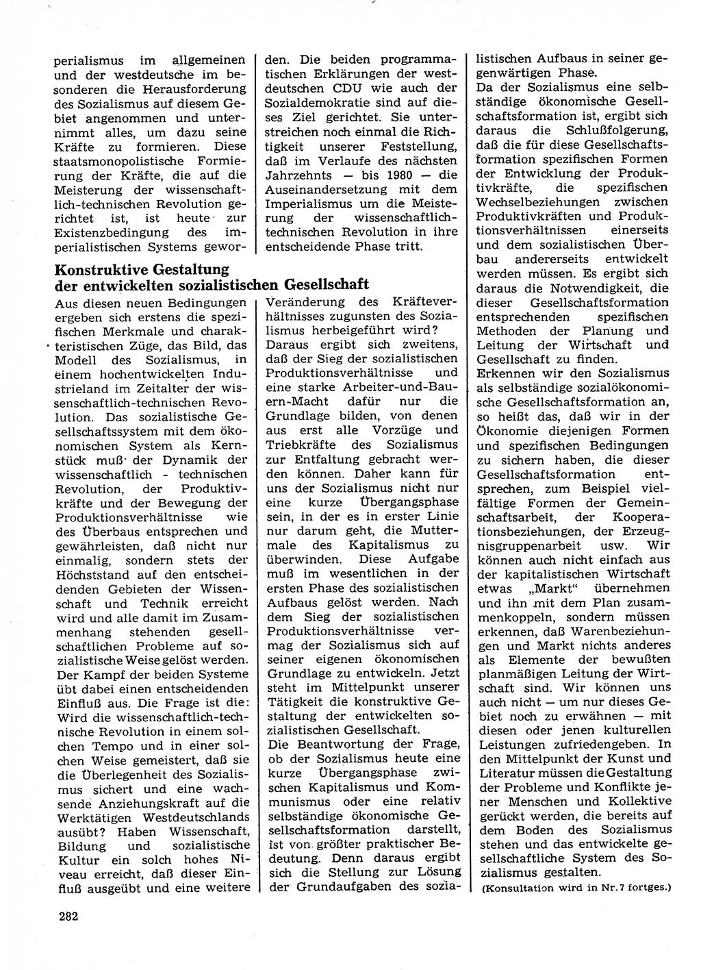 Neuer Weg (NW), Organ des Zentralkomitees (ZK) der SED (Sozialistische Einheitspartei Deutschlands) für Fragen des Parteilebens, 23. Jahrgang [Deutsche Demokratische Republik (DDR)] 1968, Seite 282 (NW ZK SED DDR 1968, S. 282)