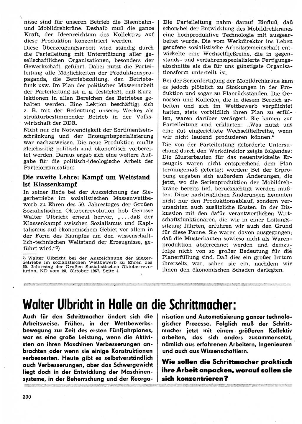 Neuer Weg (NW), Organ des Zentralkomitees (ZK) der SED (Sozialistische Einheitspartei Deutschlands) für Fragen des Parteilebens, 23. Jahrgang [Deutsche Demokratische Republik (DDR)] 1968, Seite 300 (NW ZK SED DDR 1968, S. 300)