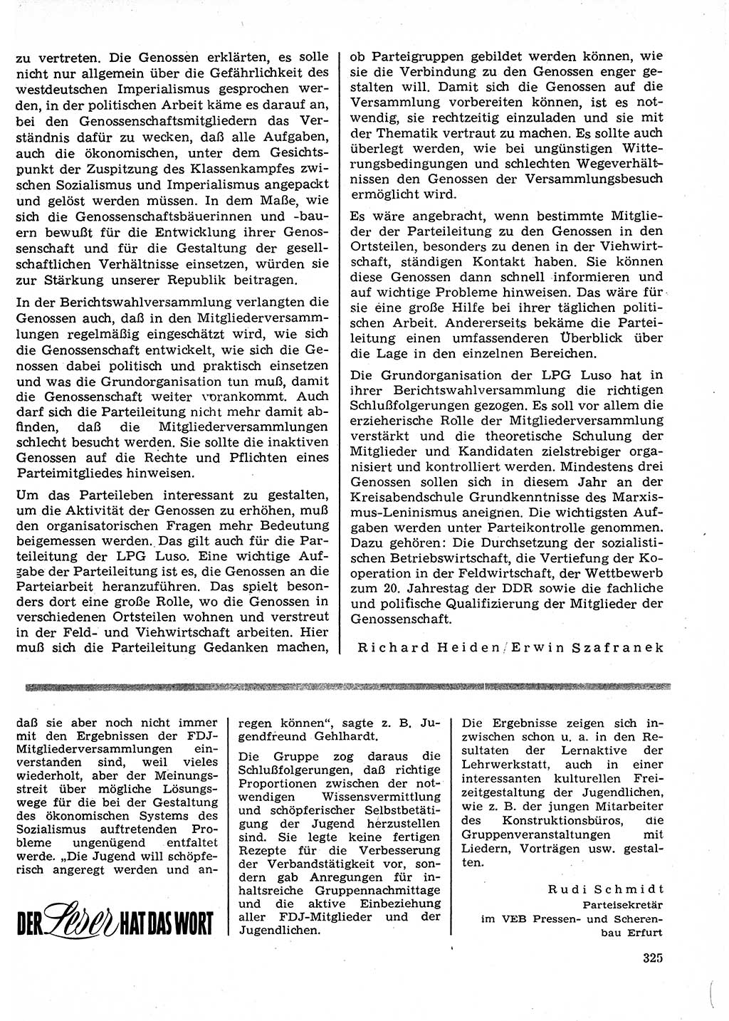 Neuer Weg (NW), Organ des Zentralkomitees (ZK) der SED (Sozialistische Einheitspartei Deutschlands) für Fragen des Parteilebens, 23. Jahrgang [Deutsche Demokratische Republik (DDR)] 1968, Seite 325 (NW ZK SED DDR 1968, S. 325)