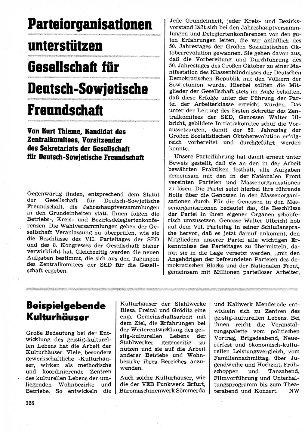 Neuer Weg (NW), Organ des Zentralkomitees (ZK) der SED (Sozialistische Einheitspartei Deutschlands) für Fragen des Parteilebens, 23. Jahrgang [Deutsche Demokratische Republik (DDR)] 1968, Seite 326 (NW ZK SED DDR 1968, S. 326)