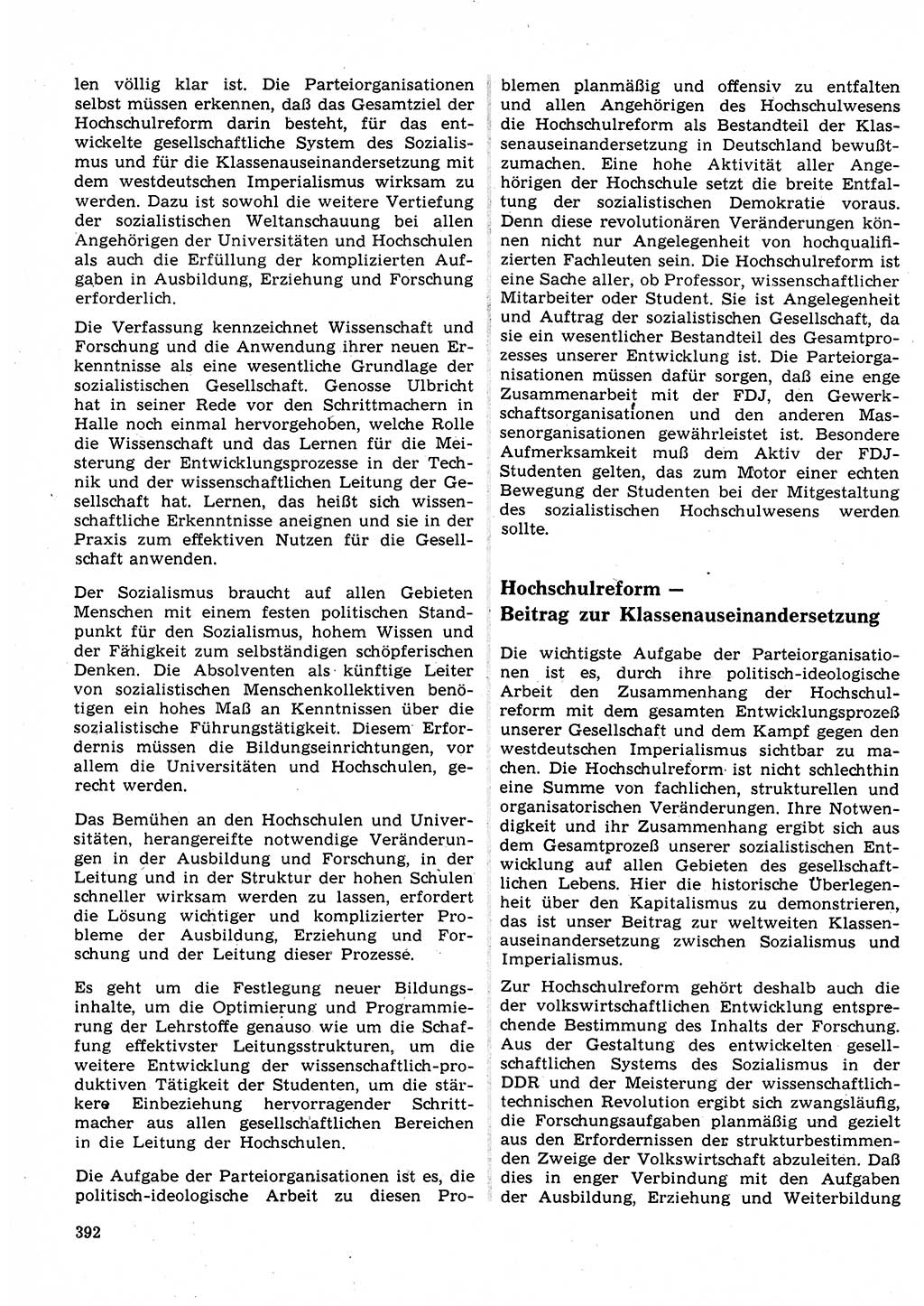 Neuer Weg (NW), Organ des Zentralkomitees (ZK) der SED (Sozialistische Einheitspartei Deutschlands) für Fragen des Parteilebens, 23. Jahrgang [Deutsche Demokratische Republik (DDR)] 1968, Seite 392 (NW ZK SED DDR 1968, S. 392)