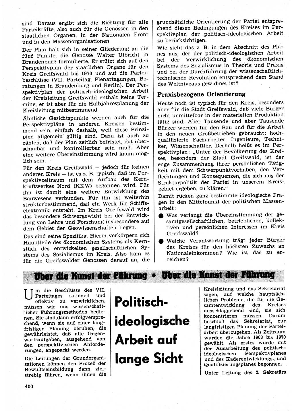 Neuer Weg (NW), Organ des Zentralkomitees (ZK) der SED (Sozialistische Einheitspartei Deutschlands) fÃ¼r Fragen des Parteilebens, 23. Jahrgang [Deutsche Demokratische Republik (DDR)] 1968, Seite 400 (NW ZK SED DDR 1968, S. 400)