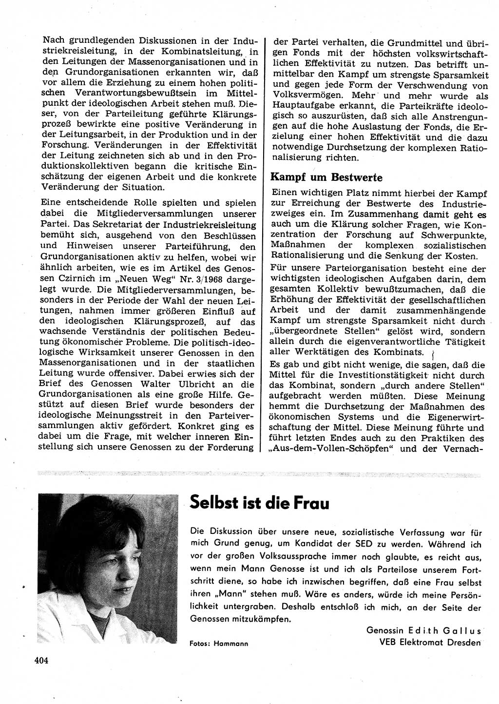 Neuer Weg (NW), Organ des Zentralkomitees (ZK) der SED (Sozialistische Einheitspartei Deutschlands) für Fragen des Parteilebens, 23. Jahrgang [Deutsche Demokratische Republik (DDR)] 1968, Seite 404 (NW ZK SED DDR 1968, S. 404)