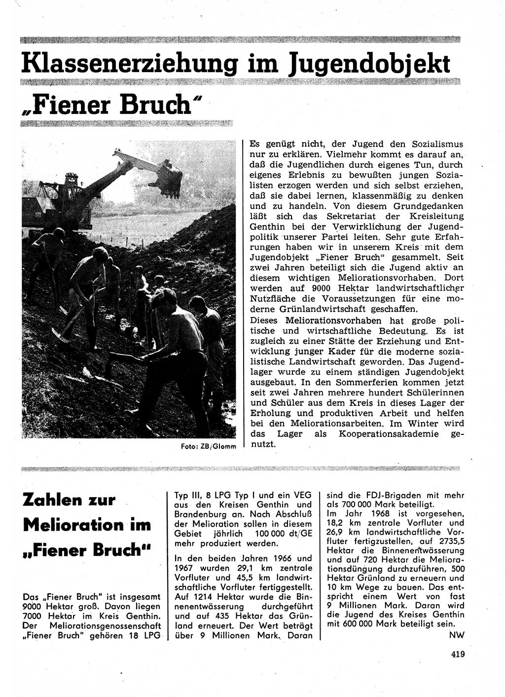 Neuer Weg (NW), Organ des Zentralkomitees (ZK) der SED (Sozialistische Einheitspartei Deutschlands) für Fragen des Parteilebens, 23. Jahrgang [Deutsche Demokratische Republik (DDR)] 1968, Seite 419 (NW ZK SED DDR 1968, S. 419)