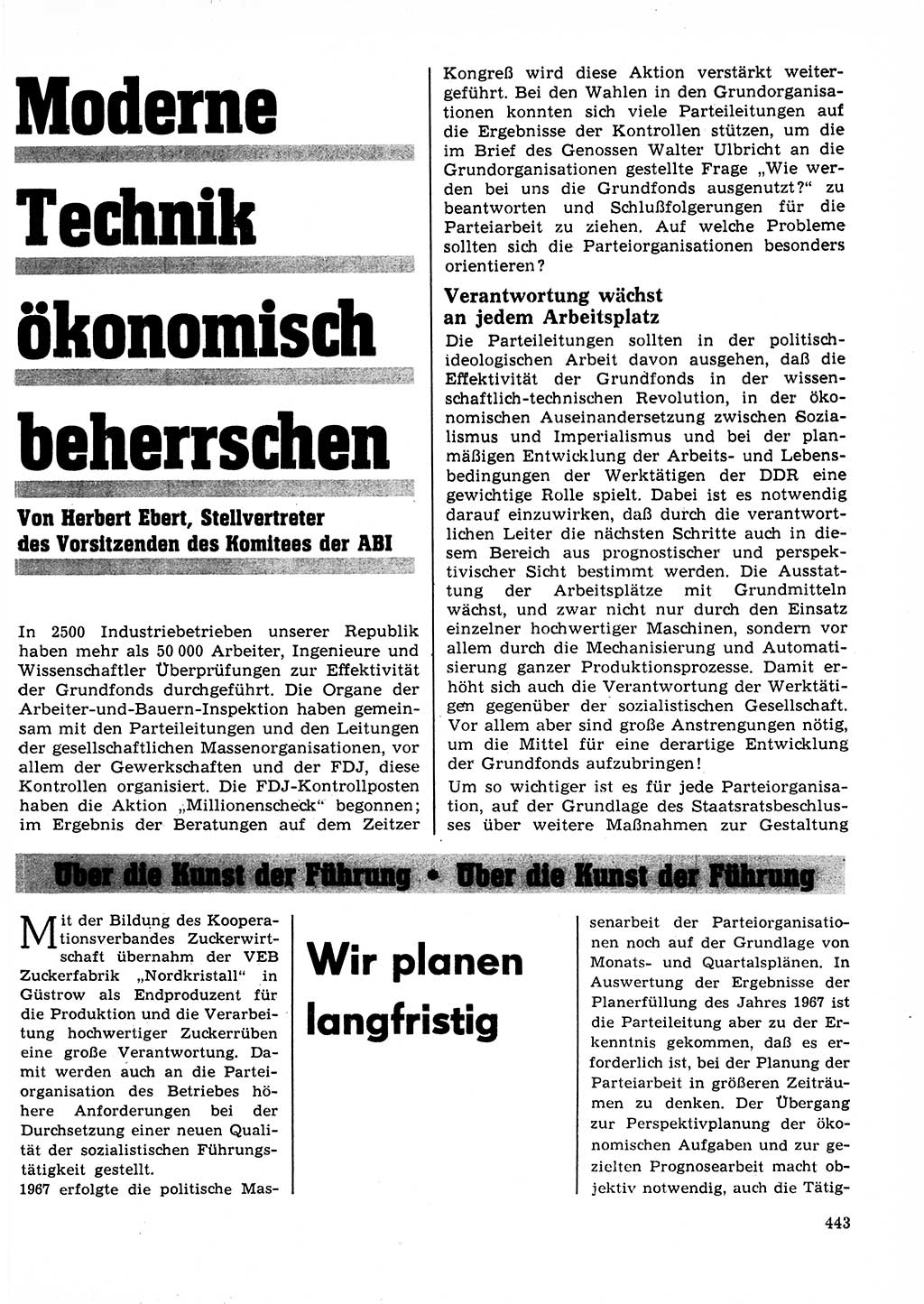 Neuer Weg (NW), Organ des Zentralkomitees (ZK) der SED (Sozialistische Einheitspartei Deutschlands) für Fragen des Parteilebens, 23. Jahrgang [Deutsche Demokratische Republik (DDR)] 1968, Seite 443 (NW ZK SED DDR 1968, S. 443)