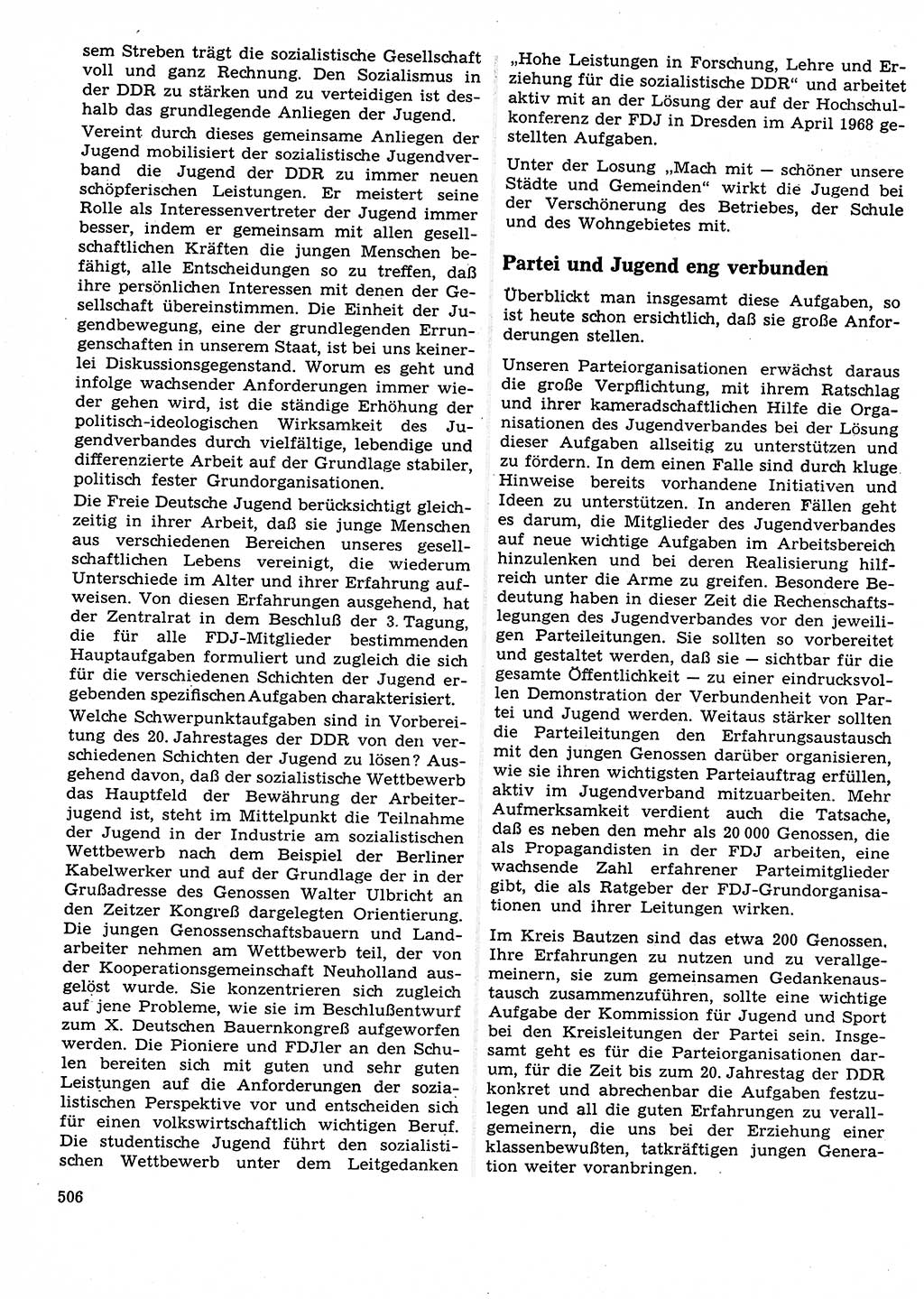 Neuer Weg (NW), Organ des Zentralkomitees (ZK) der SED (Sozialistische Einheitspartei Deutschlands) für Fragen des Parteilebens, 23. Jahrgang [Deutsche Demokratische Republik (DDR)] 1968, Seite 506 (NW ZK SED DDR 1968, S. 506)