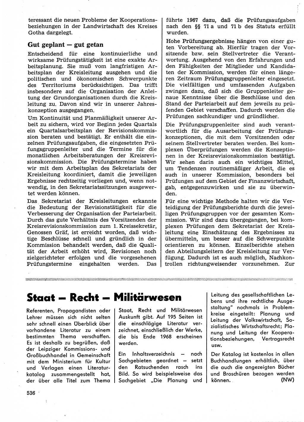 Neuer Weg (NW), Organ des Zentralkomitees (ZK) der SED (Sozialistische Einheitspartei Deutschlands) für Fragen des Parteilebens, 23. Jahrgang [Deutsche Demokratische Republik (DDR)] 1968, Seite 536 (NW ZK SED DDR 1968, S. 536)