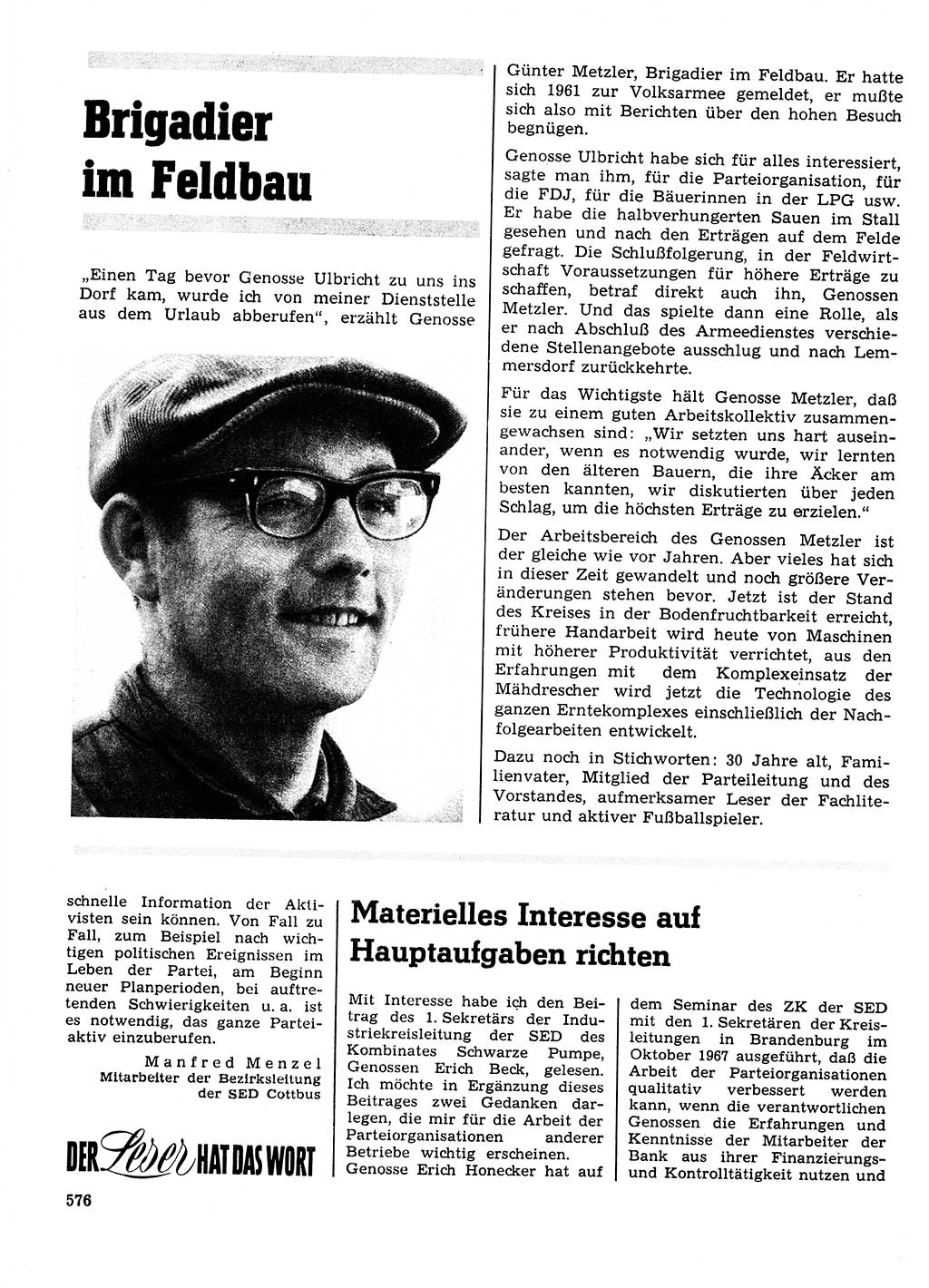 Neuer Weg (NW), Organ des Zentralkomitees (ZK) der SED (Sozialistische Einheitspartei Deutschlands) für Fragen des Parteilebens, 23. Jahrgang [Deutsche Demokratische Republik (DDR)] 1968, Seite 576 (NW ZK SED DDR 1968, S. 576)