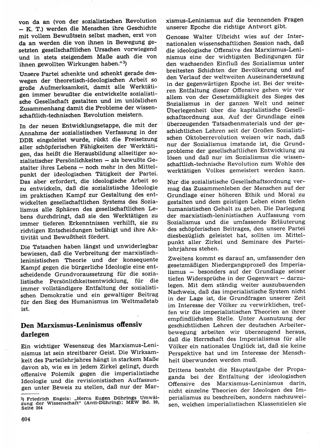 Neuer Weg (NW), Organ des Zentralkomitees (ZK) der SED (Sozialistische Einheitspartei Deutschlands) für Fragen des Parteilebens, 23. Jahrgang [Deutsche Demokratische Republik (DDR)] 1968, Seite 604 (NW ZK SED DDR 1968, S. 604)