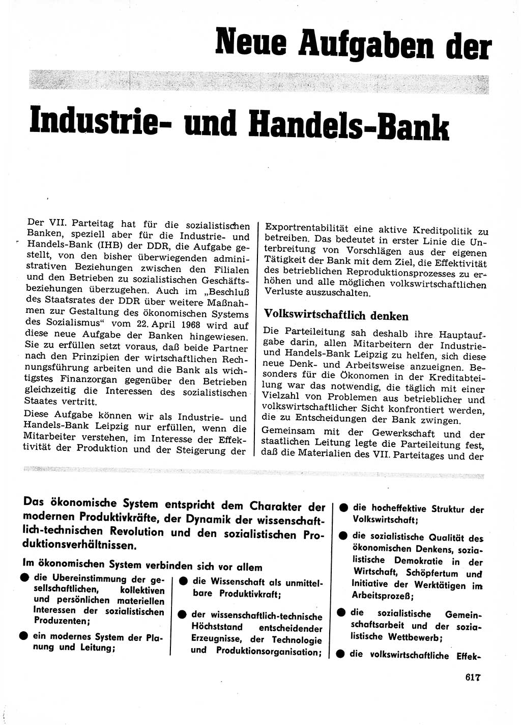 Neuer Weg (NW), Organ des Zentralkomitees (ZK) der SED (Sozialistische Einheitspartei Deutschlands) für Fragen des Parteilebens, 23. Jahrgang [Deutsche Demokratische Republik (DDR)] 1968, Seite 617 (NW ZK SED DDR 1968, S. 617)