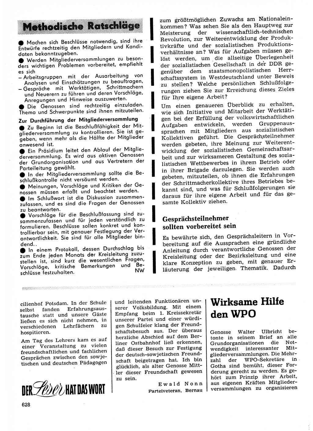 Neuer Weg (NW), Organ des Zentralkomitees (ZK) der SED (Sozialistische Einheitspartei Deutschlands) für Fragen des Parteilebens, 23. Jahrgang [Deutsche Demokratische Republik (DDR)] 1968, Seite 628 (NW ZK SED DDR 1968, S. 628)