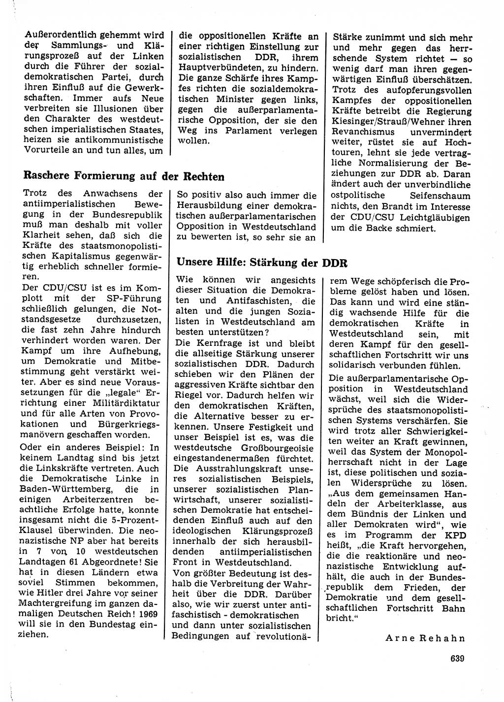 Neuer Weg (NW), Organ des Zentralkomitees (ZK) der SED (Sozialistische Einheitspartei Deutschlands) für Fragen des Parteilebens, 23. Jahrgang [Deutsche Demokratische Republik (DDR)] 1968, Seite 639 (NW ZK SED DDR 1968, S. 639)