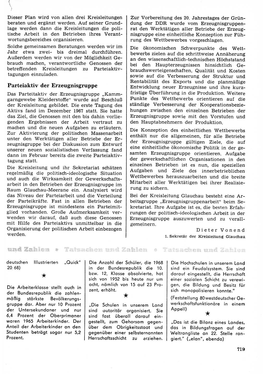 Neuer Weg (NW), Organ des Zentralkomitees (ZK) der SED (Sozialistische Einheitspartei Deutschlands) für Fragen des Parteilebens, 23. Jahrgang [Deutsche Demokratische Republik (DDR)] 1968, Seite 719 (NW ZK SED DDR 1968, S. 719)