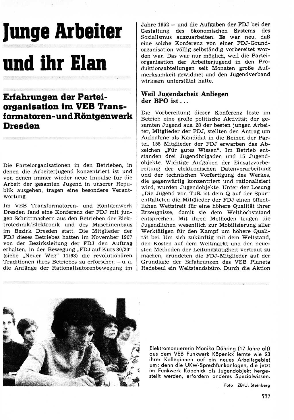 Neuer Weg (NW), Organ des Zentralkomitees (ZK) der SED (Sozialistische Einheitspartei Deutschlands) für Fragen des Parteilebens, 23. Jahrgang [Deutsche Demokratische Republik (DDR)] 1968, Seite 761 (NW ZK SED DDR 1968, S. 761)