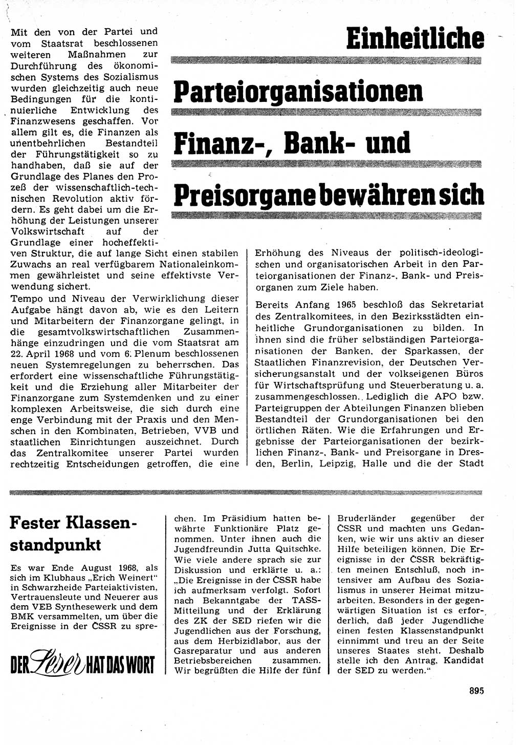 Neuer Weg (NW), Organ des Zentralkomitees (ZK) der SED (Sozialistische Einheitspartei Deutschlands) für Fragen des Parteilebens, 23. Jahrgang [Deutsche Demokratische Republik (DDR)] 1968, Seite 879 (NW ZK SED DDR 1968, S. 879)