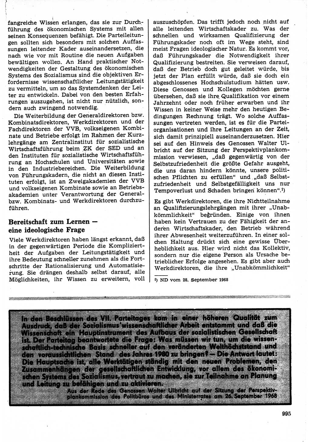 Neuer Weg (NW), Organ des Zentralkomitees (ZK) der SED (Sozialistische Einheitspartei Deutschlands) für Fragen des Parteilebens, 23. Jahrgang [Deutsche Demokratische Republik (DDR)] 1968, Seite 979 (NW ZK SED DDR 1968, S. 979)