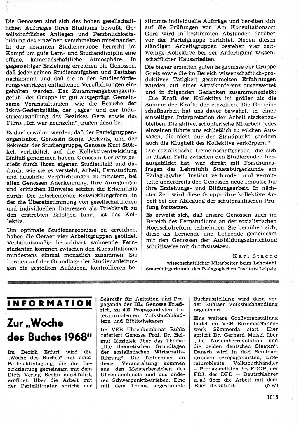 Neuer Weg (NW), Organ des Zentralkomitees (ZK) der SED (Sozialistische Einheitspartei Deutschlands) für Fragen des Parteilebens, 23. Jahrgang [Deutsche Demokratische Republik (DDR)] 1968, Seite 999 (NW ZK SED DDR 1968, S. 999)