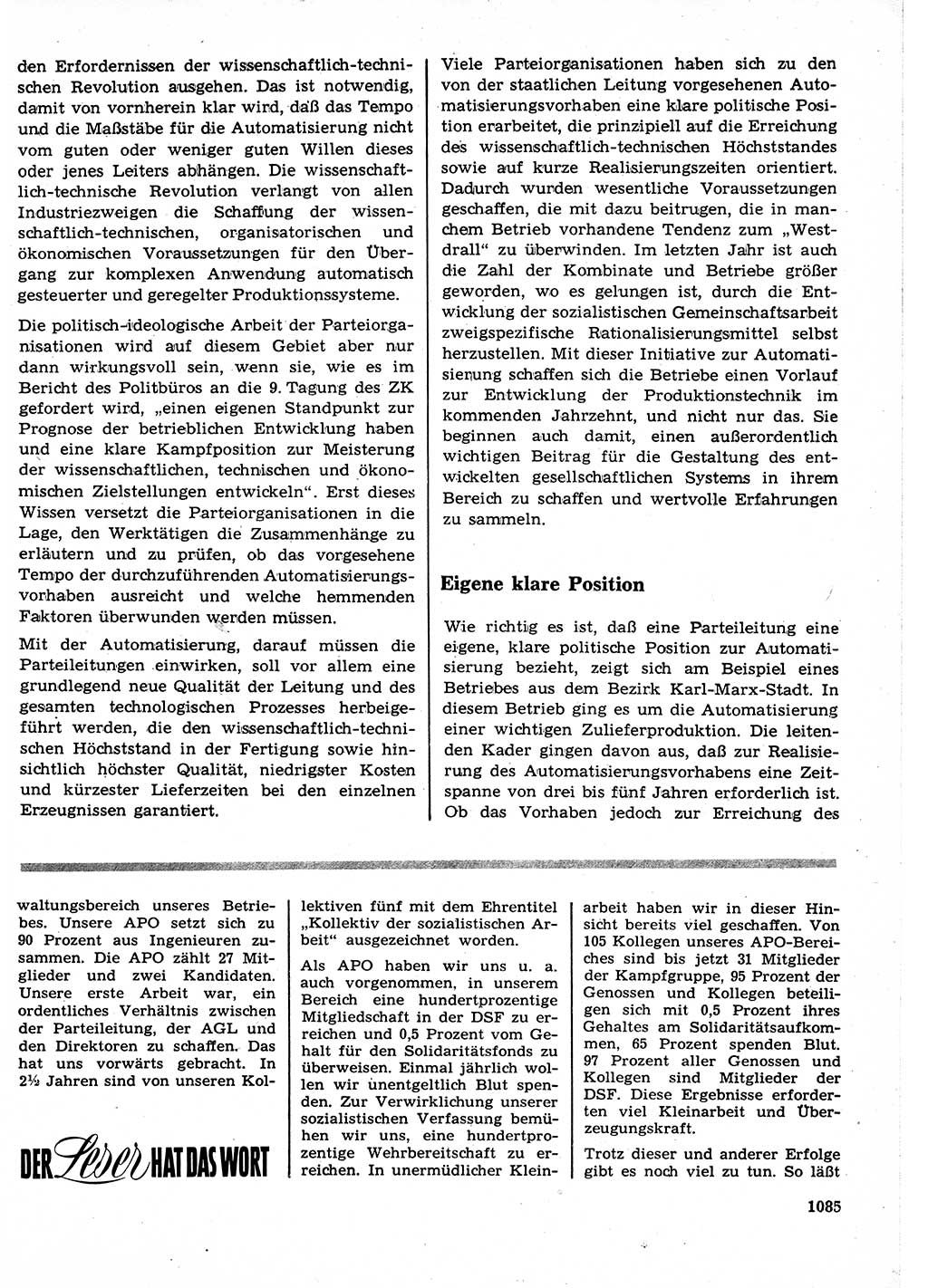 Neuer Weg (NW), Organ des Zentralkomitees (ZK) der SED (Sozialistische Einheitspartei Deutschlands) für Fragen des Parteilebens, 23. Jahrgang [Deutsche Demokratische Republik (DDR)] 1968, Seite 1069 (NW ZK SED DDR 1968, S. 1069)