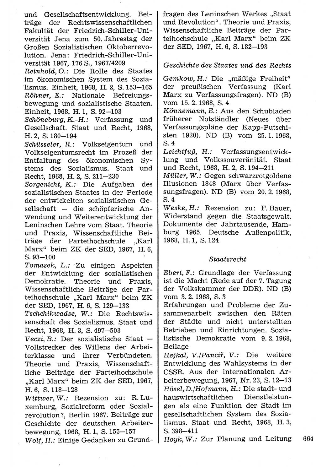 Staat und Recht (StuR), 17. Jahrgang [Deutsche Demokratische Republik (DDR)] 1968, Seite 664 (StuR DDR 1968, S. 664)