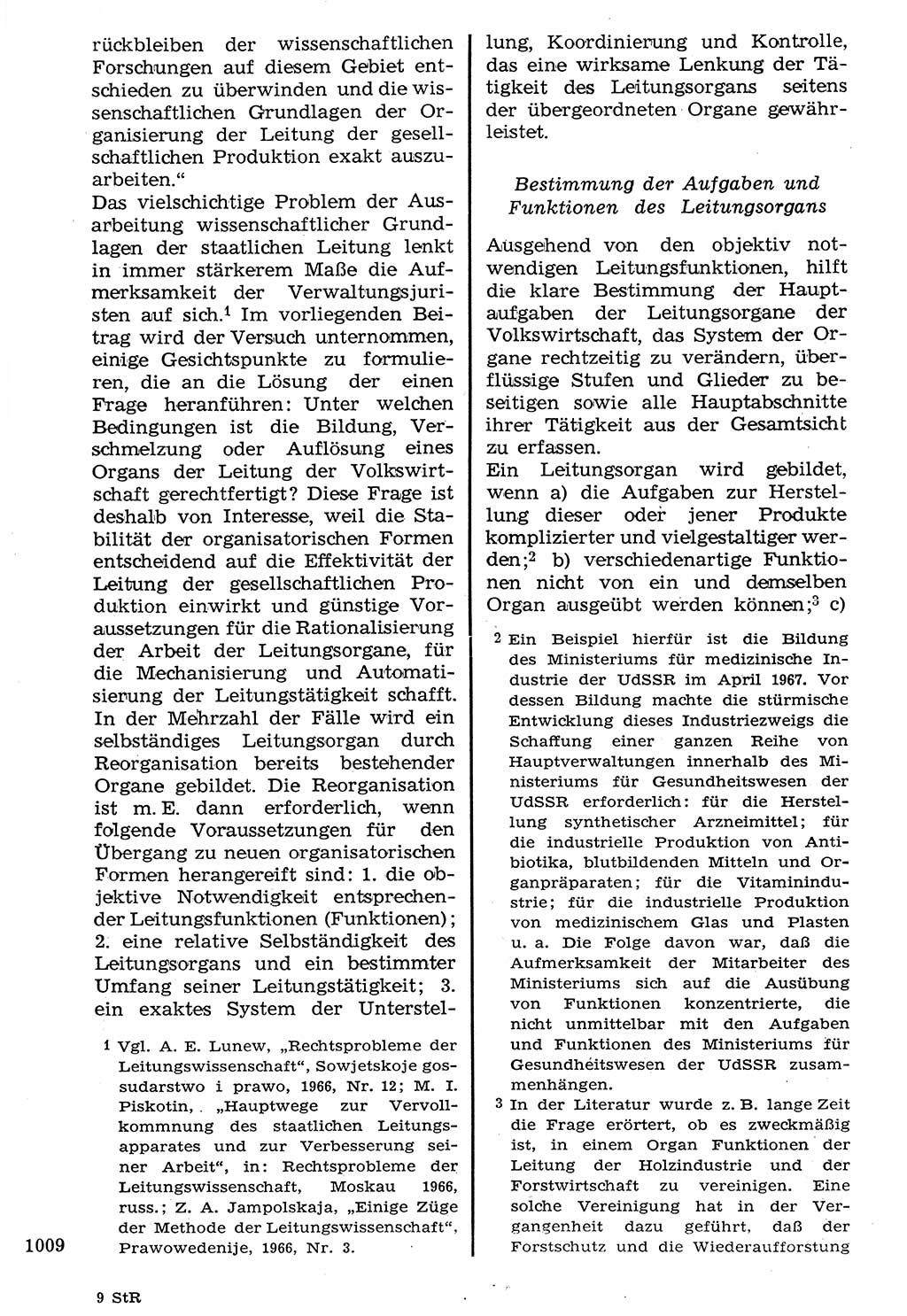 Staat und Recht (StuR), 17. Jahrgang [Deutsche Demokratische Republik (DDR)] 1968, Seite 1009 (StuR DDR 1968, S. 1009)